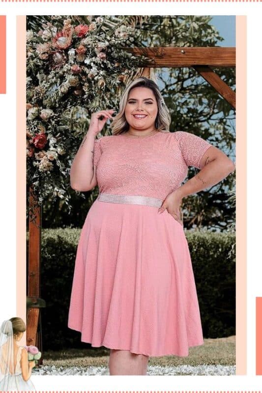 vestido de noiva civil rosa plus size