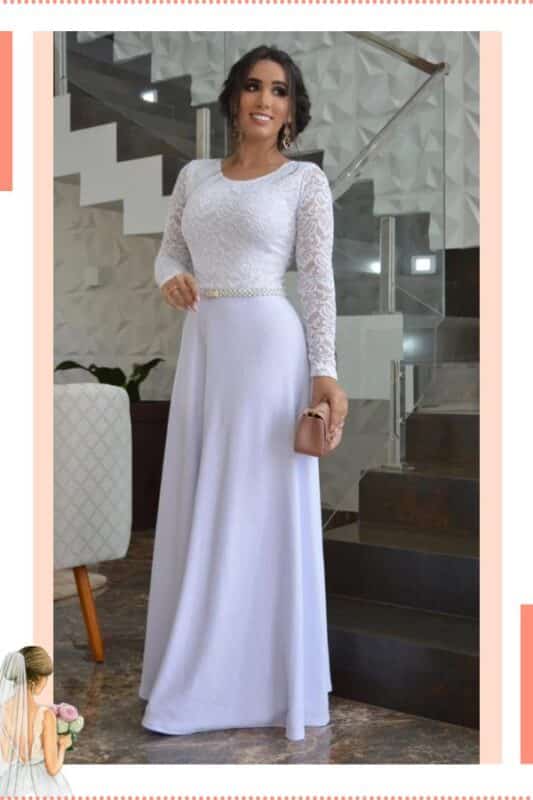 vestido de noiva longo civil branco