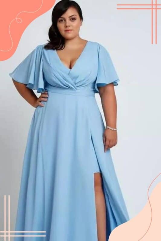 vestido para mãe do noivo azul claro plus size