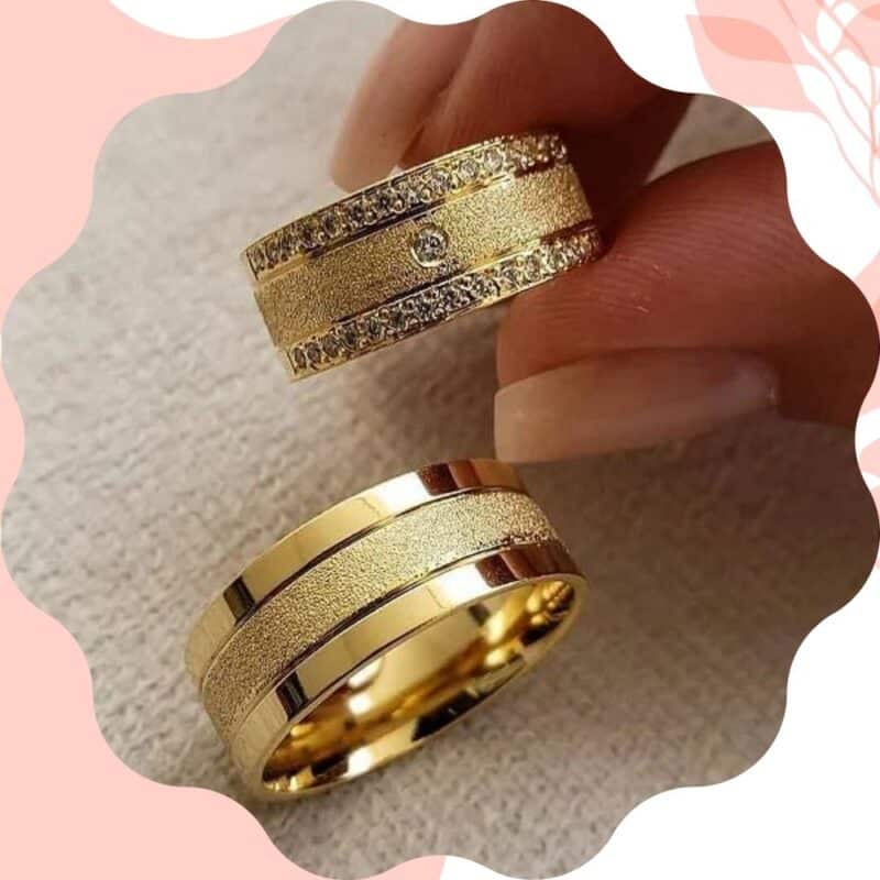 aliança diamantada casamento ouro moderna