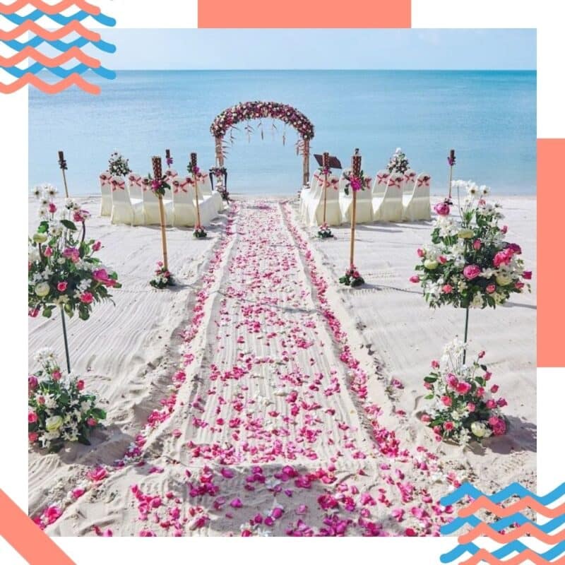decoração de casamento na praia areia branca e rosas