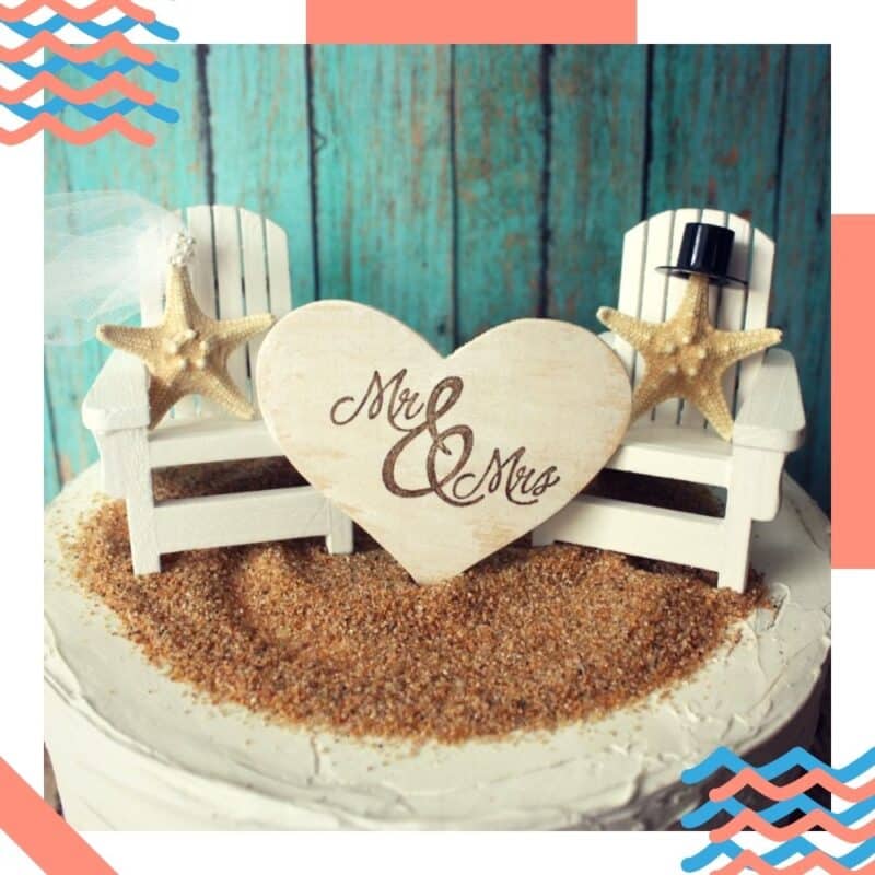 decoração de casamento na praia bolo temático