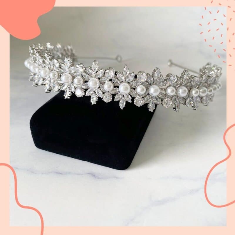 tiara de noiva prata luxuosa
