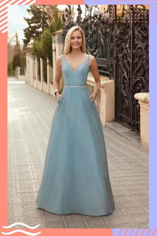 vestido de noiva azul claro moderno