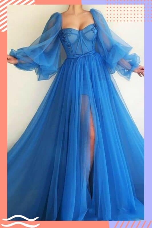 vestido de noiva azul royal claro