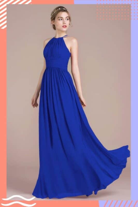 vestido de noiva azul royal simples
