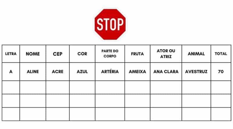 BRINCADEIRA STOP