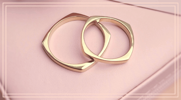 alianças quadradas de ouro
