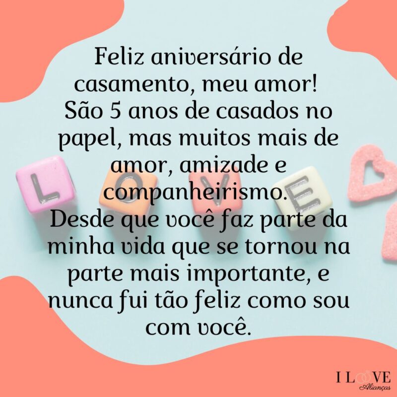 feliz aniversário de casamento de 5 anos