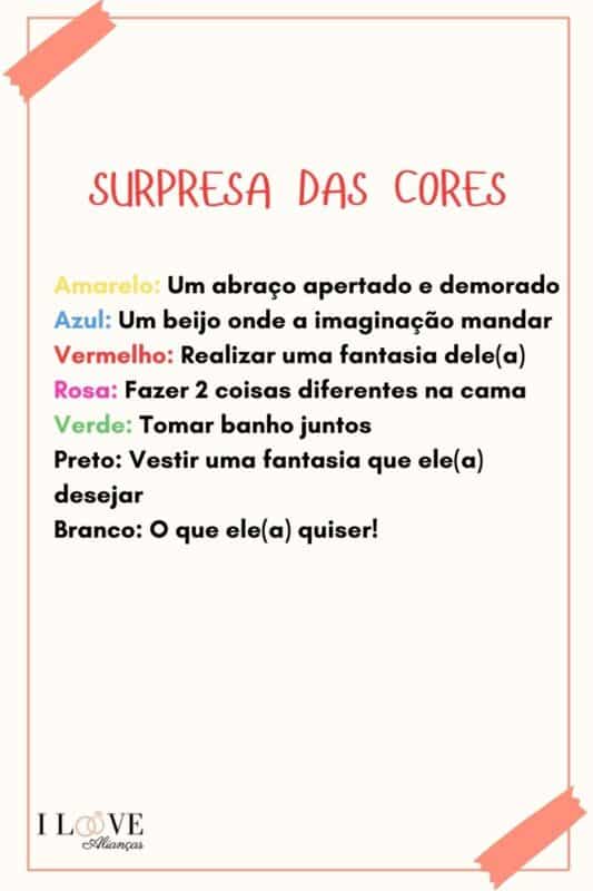 surpresa das cores brincadeira de casal