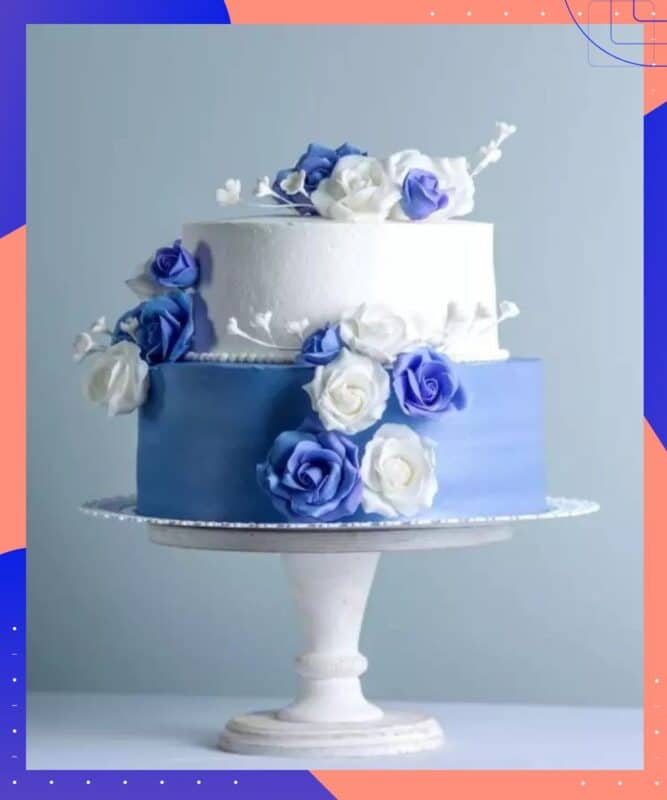 bolo de 2 andares azul casamento