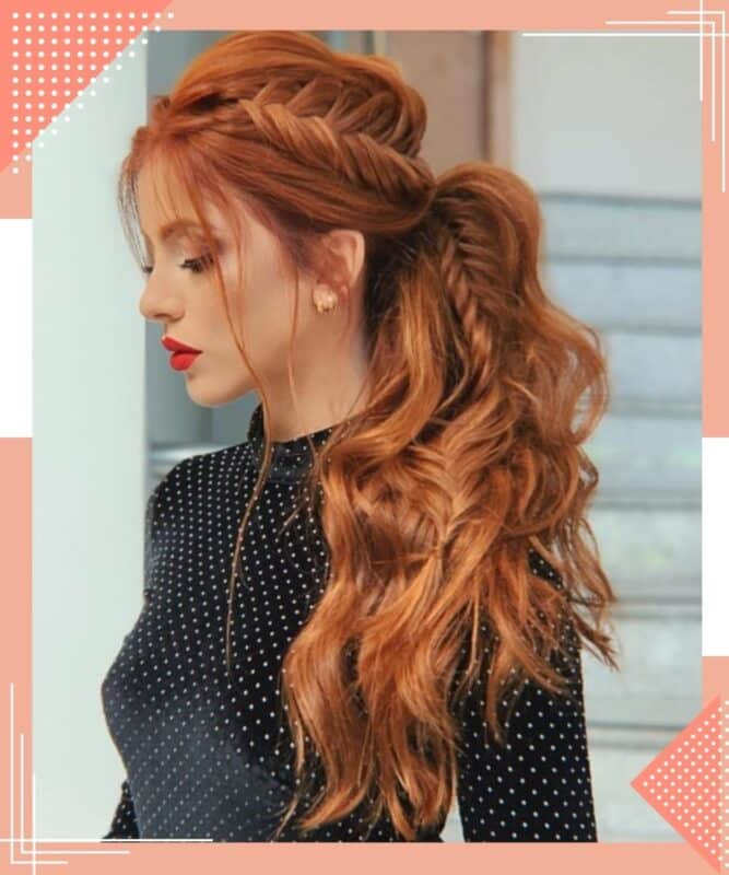 cabelo longo trança madrinha de casamento