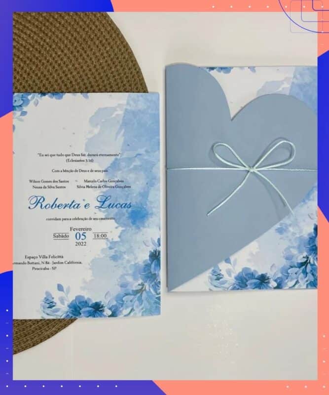 casamento azul claro convite