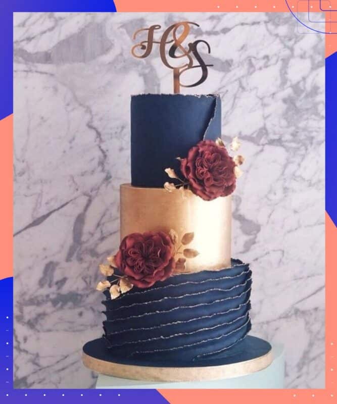 casamento azul escuro bolo de casamento