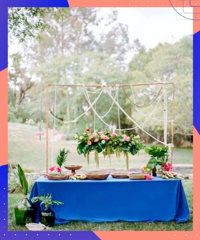 casamento azul mesa no campo