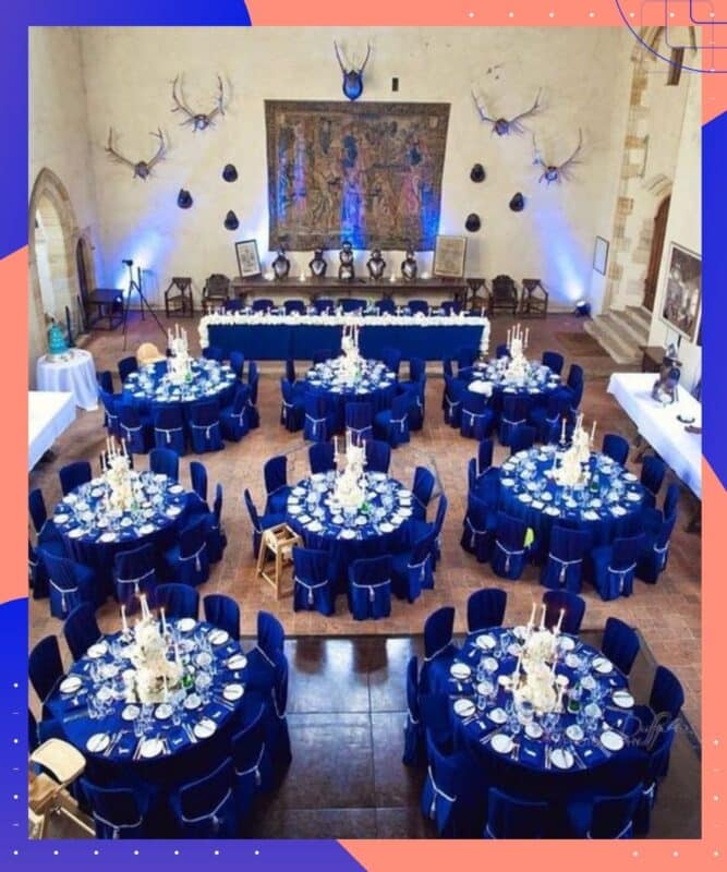casamento azul salão de festa minimalista
