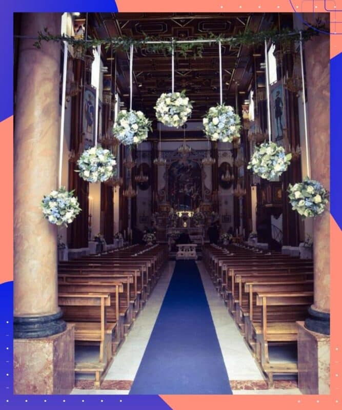 casamento na igreja decoraçaõ azul