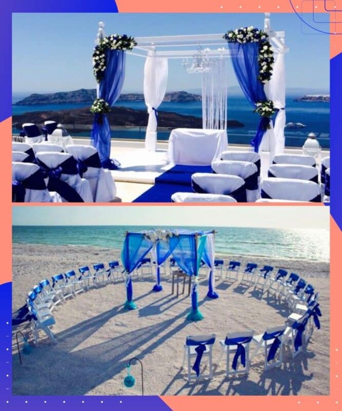 decoração de casamento azul praia