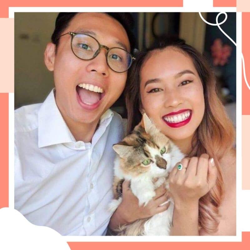 fotos de casal com aliança e gato