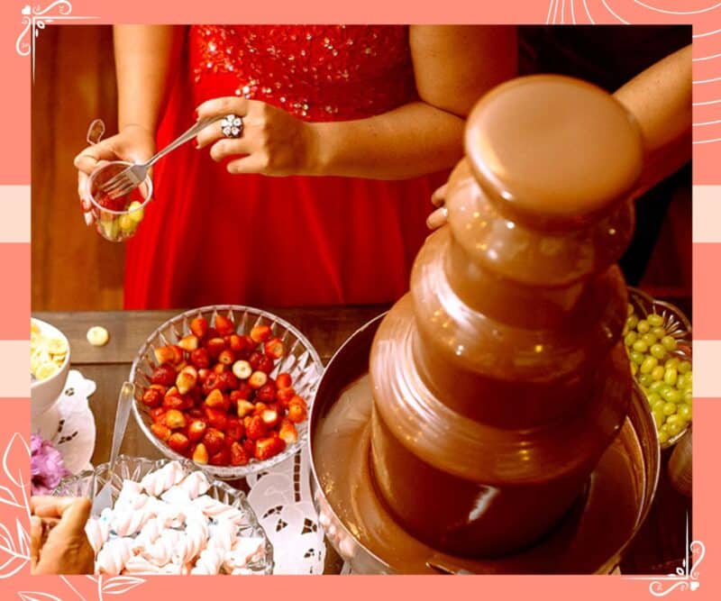 ideias para casamento cascata de chocolate