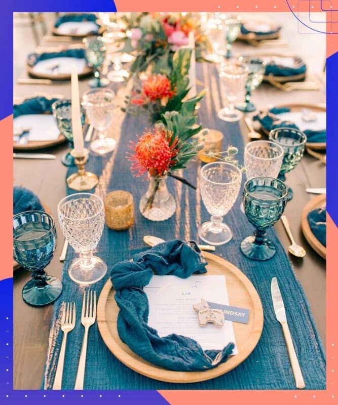 mesa azul casamento leve