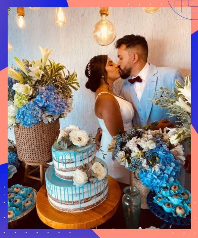 mesa de doces casamento azul