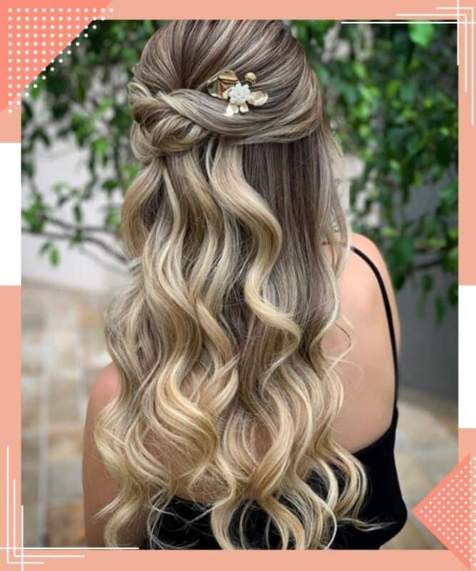 penteado cabelo longo ondulado para madrinha de casamento