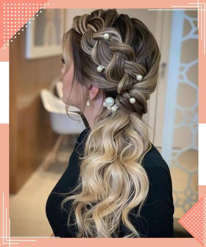 penteado com trança e cachos para madrinha de casamento