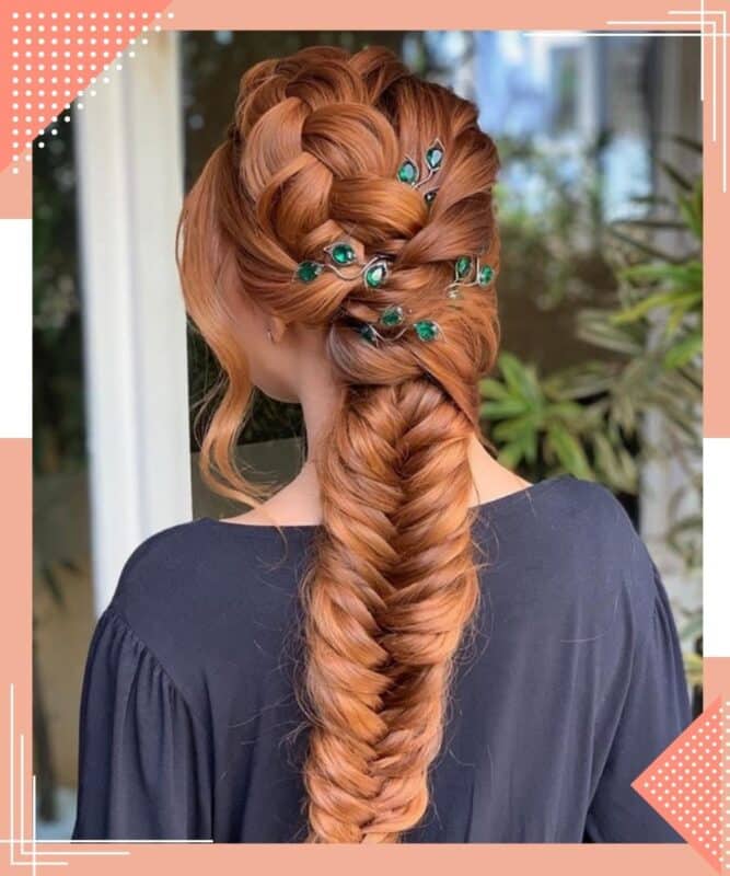 penteado com trança espinha de peixe