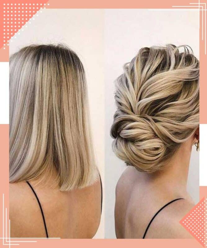 penteado em cabelo curto loiro elegante 