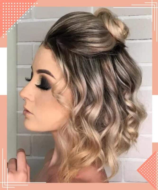 penteado para madrinha de casamento cabelo curto loiro ondulado