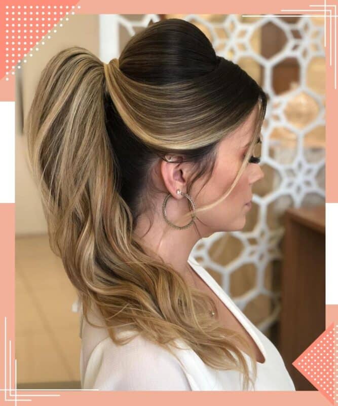 penteado para madrinha de casamento rabo de cavalo loiro lindo