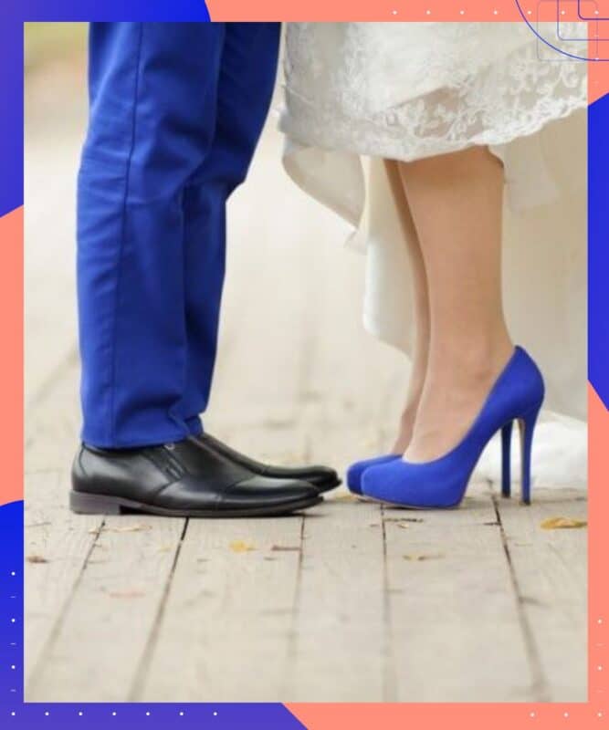 sapato com salto alto azul para noiva