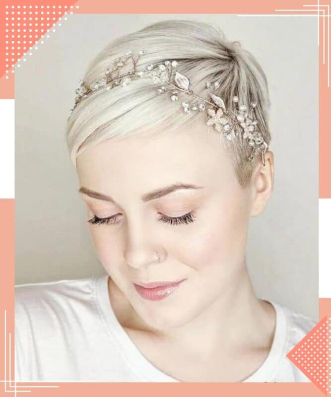 tiara em cabelo curto para madrinha de casamento