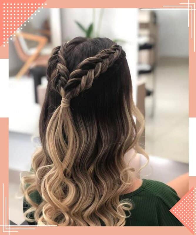 trança e cachos para cabelo da madrinha de casamento