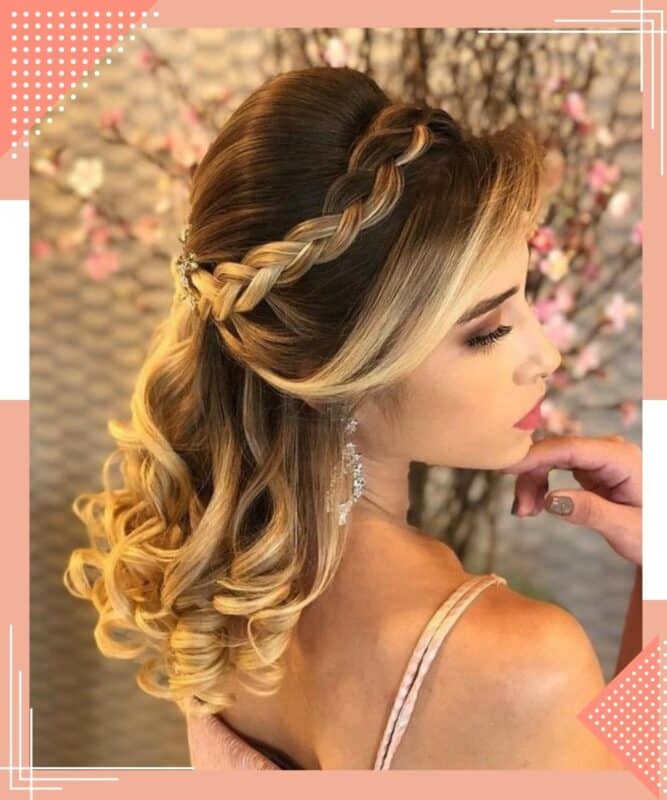 trança e cachos para penteado de casamento