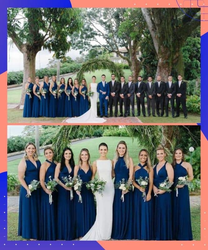 vestido azul escuro para madrinhas de casamento