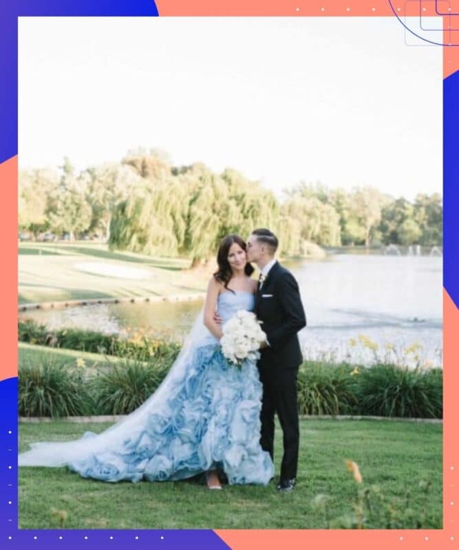 vestido de noiva casamento azul