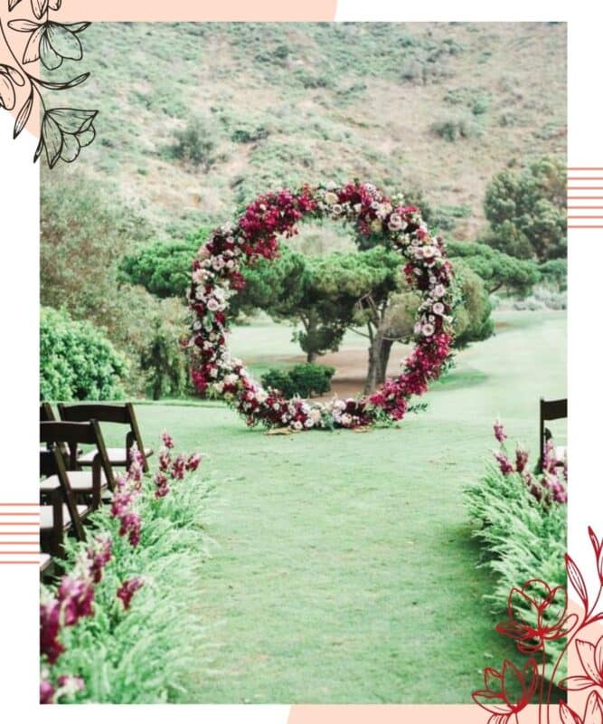 arco de flores para casamento marsala