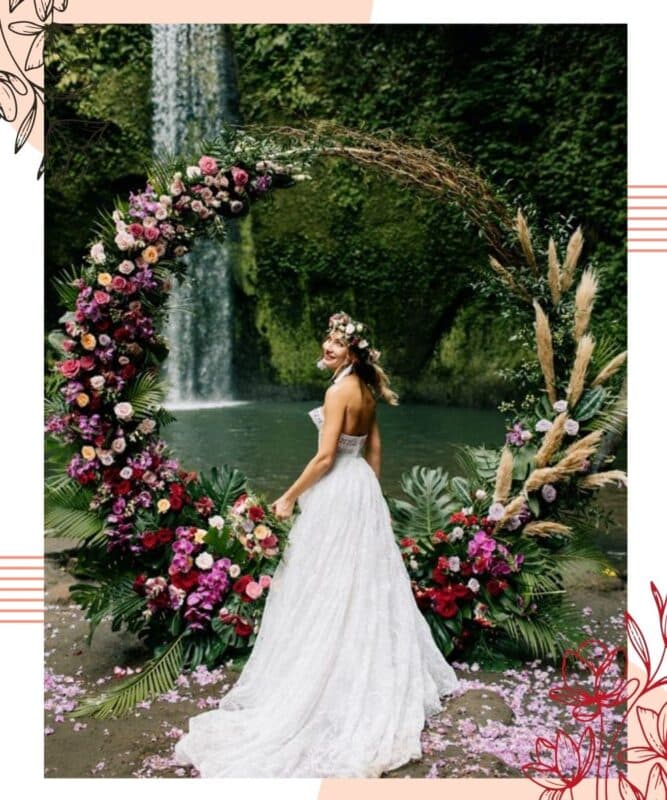 arco de flores para casamento no campo