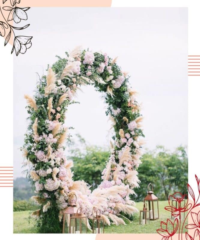 arco de flores para casamento redondo branco