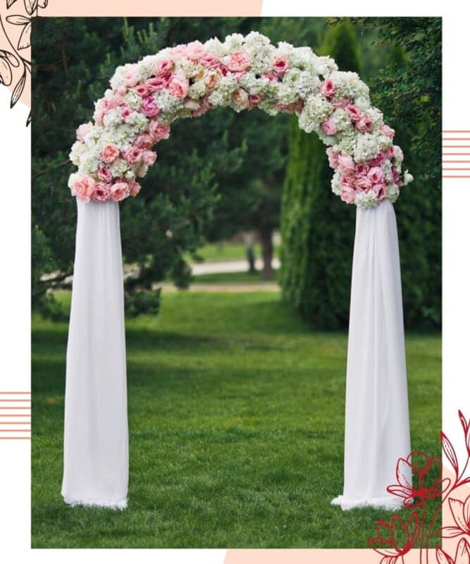 arco de flores para casamento rosa claro