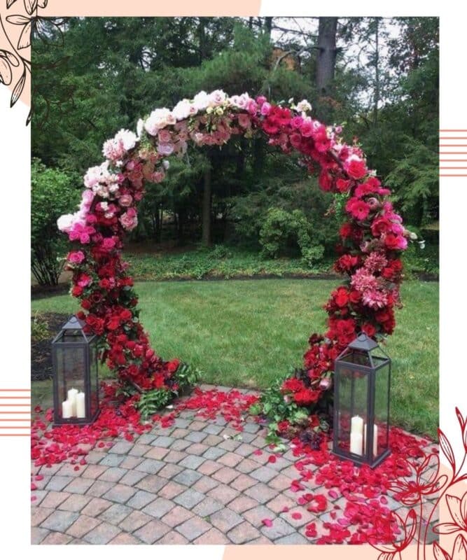 arco de flores para casamento vermelho