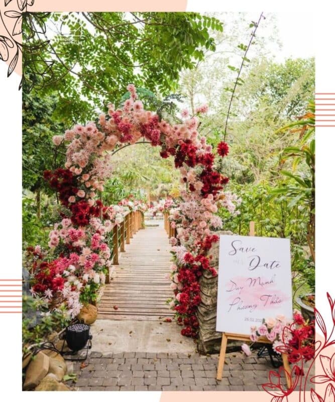arco de flores para entrada da noiva