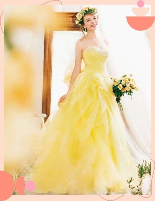 vestido de noiva amarelo princesa