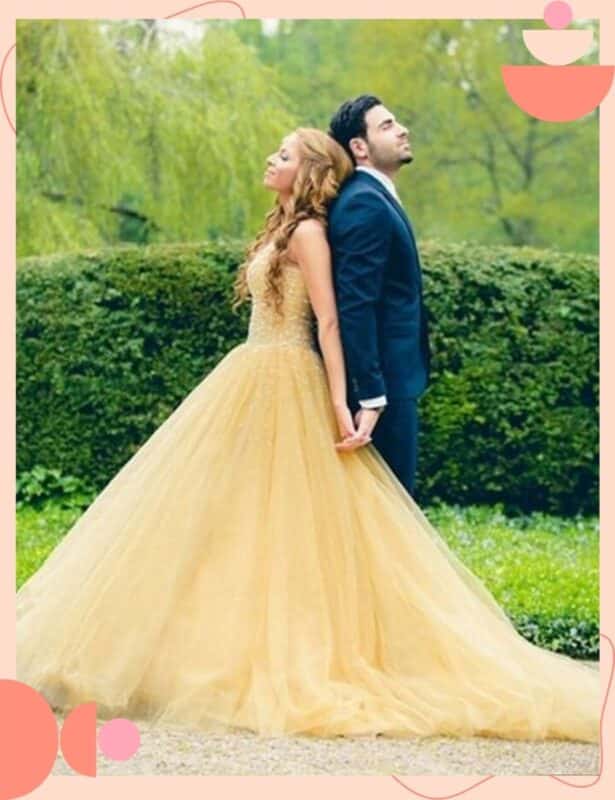vestido de noiva amarelo rodado lindo