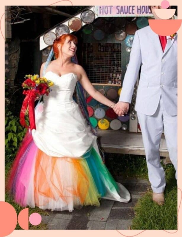 vestido de noiva colorido arco iris