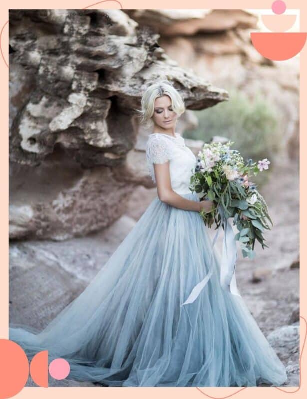 vestido de noiva colorido azul bebe
