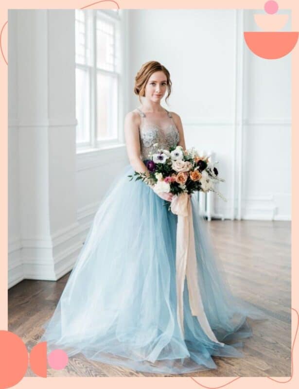 vestido de noiva colorido azul delicado