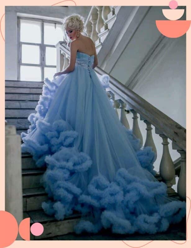 vestido de noiva colorido azul princesa
